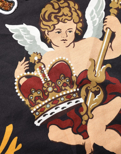 T-shirt Dolce & Gabbana en coton noir à imprimé ange et col ras du cou