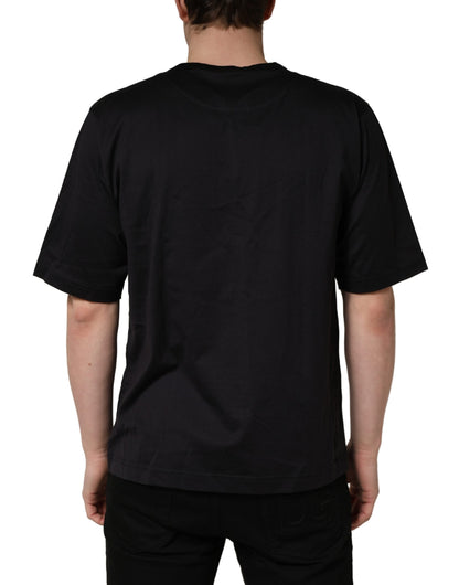 T-shirt Dolce & Gabbana en coton noir à imprimé ange et col ras du cou
