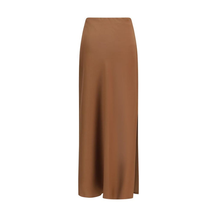 Falda midi Brunello Cucinelli de acetato marrón
