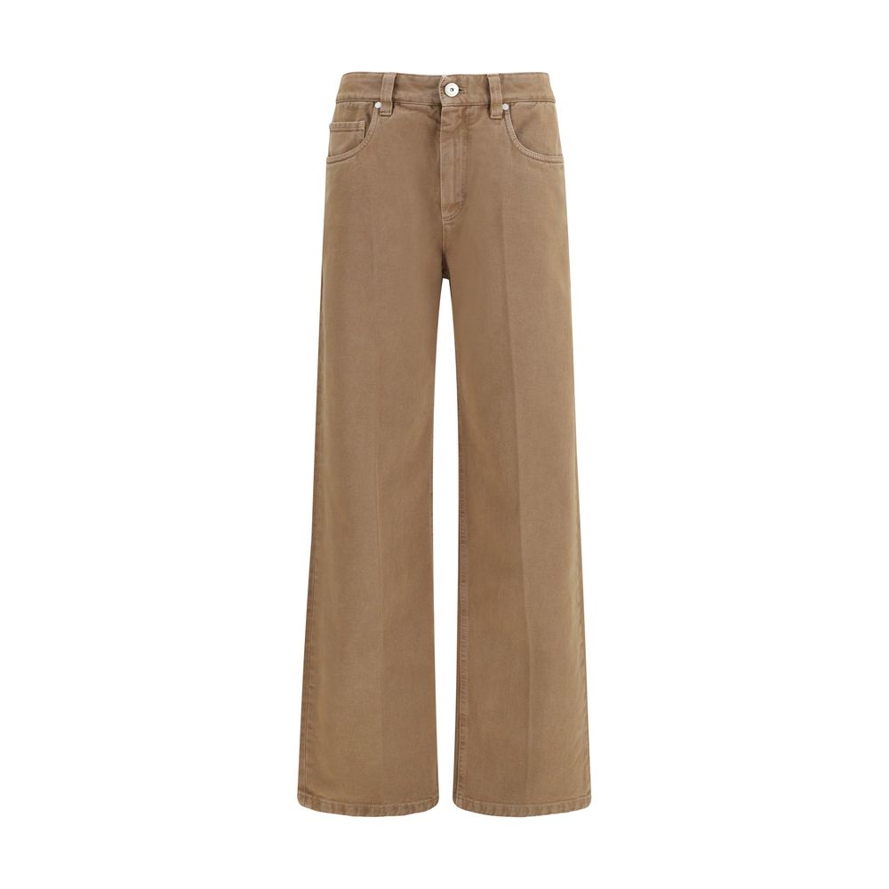 Jean droit marron en coton Brunello Cucinelli