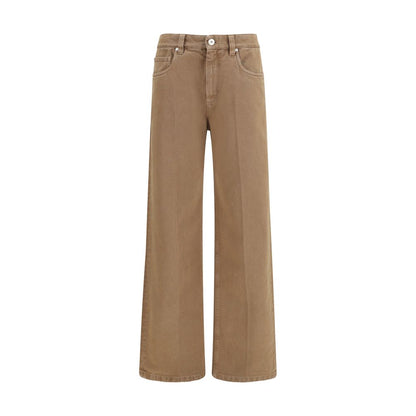 Jean droit marron en coton Brunello Cucinelli