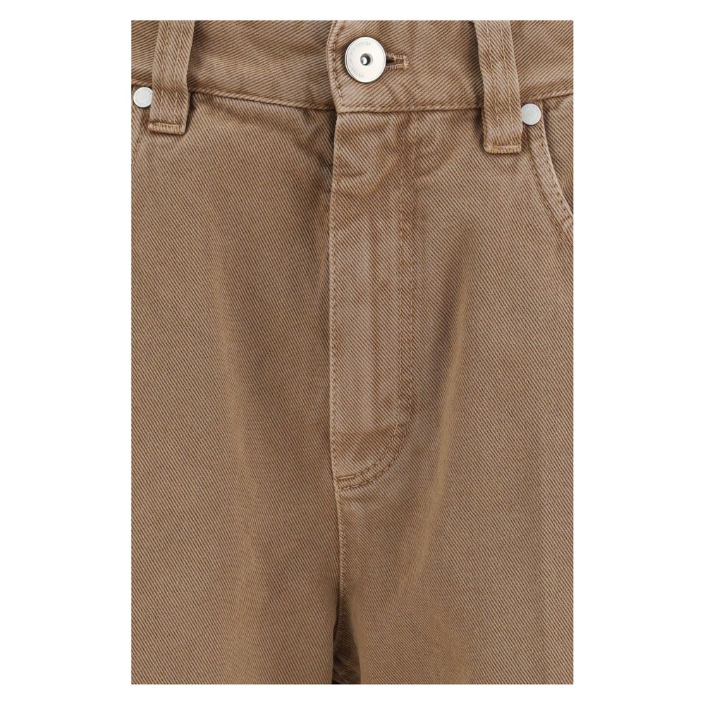 Jean droit marron en coton Brunello Cucinelli