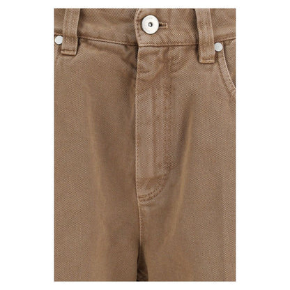 Jean droit marron en coton Brunello Cucinelli