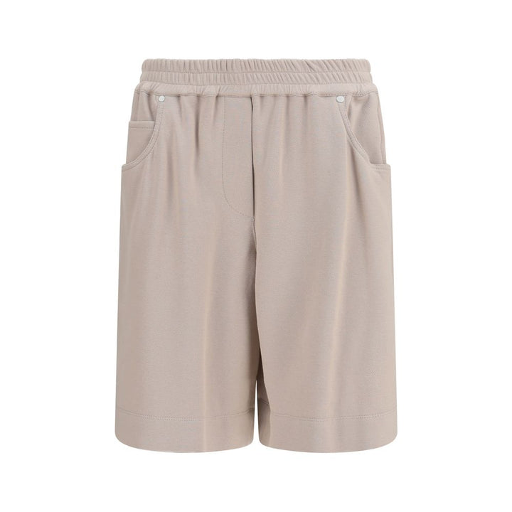 Pantalones cortos de algodón beige Brunello Cucinelli