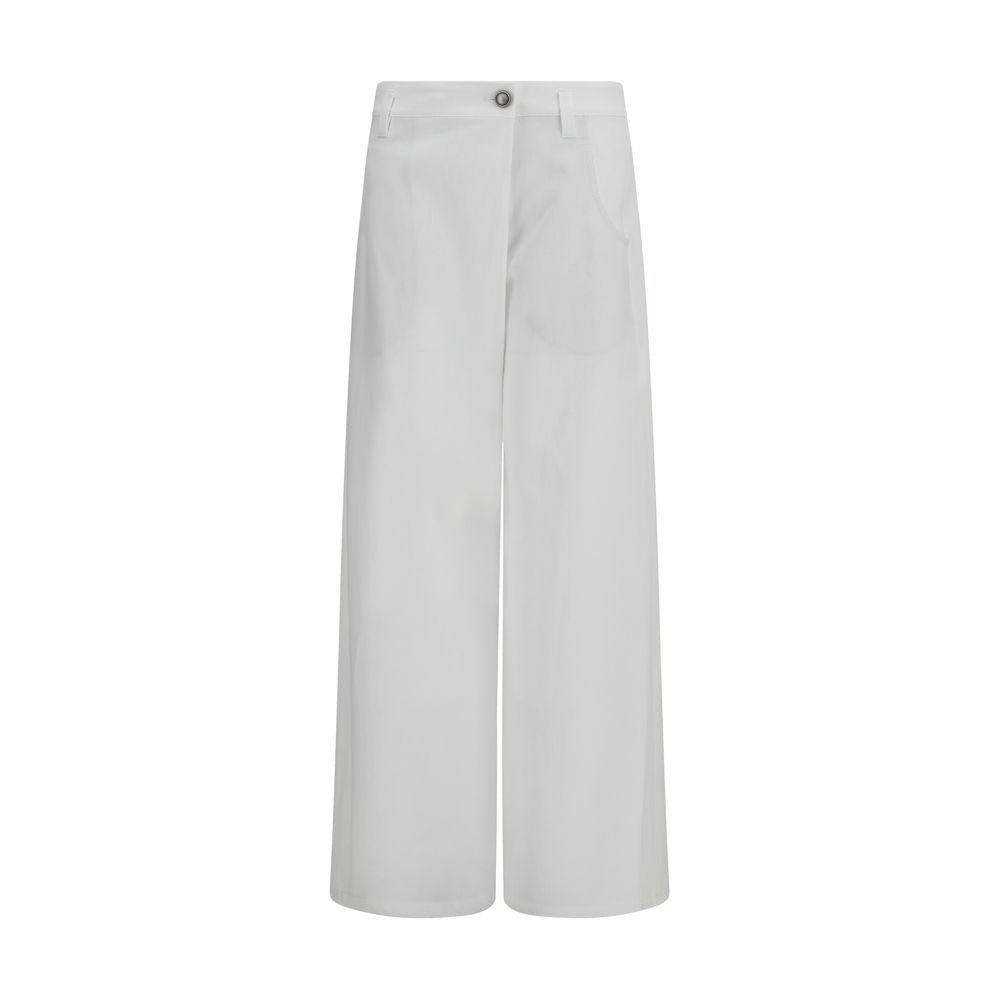 Pantalones informales de algodón blancos Brunello Cucinelli