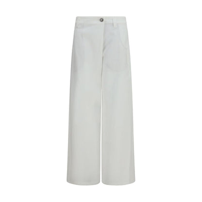 Pantalones informales de algodón blancos Brunello Cucinelli