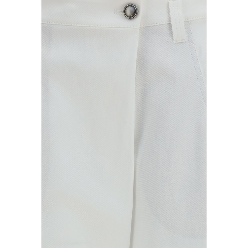 Pantalones informales de algodón blancos Brunello Cucinelli