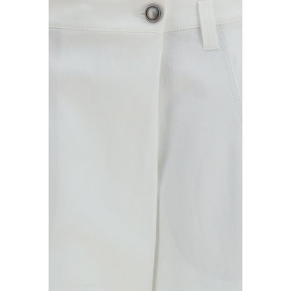 Pantalones informales de algodón blancos Brunello Cucinelli