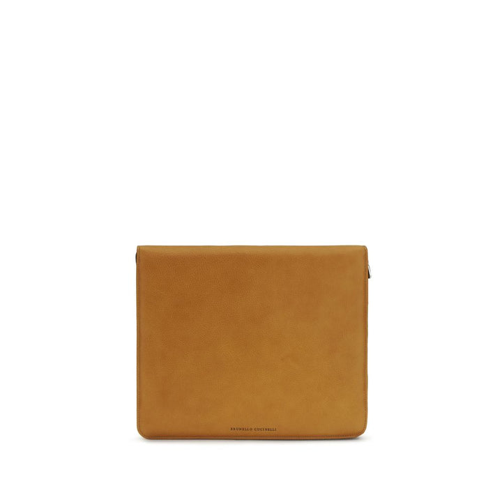 Cartera Brunello Cucinelli de piel de becerro marrón Bos Taurus