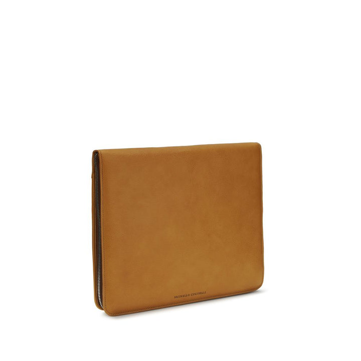 Cartera Brunello Cucinelli de piel de becerro marrón Bos Taurus
