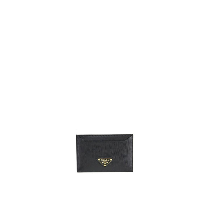 Porte-cartes Prada en cuir de veau noir