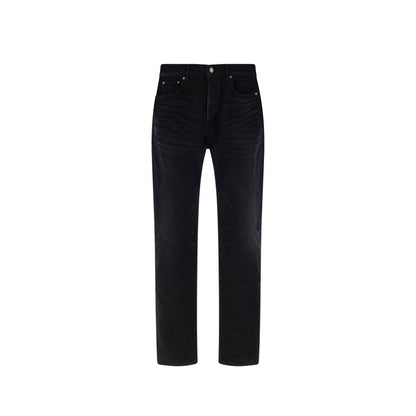 Saint Laurent Black Cotton Straight-Leg Jeans