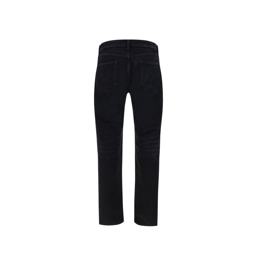 Saint Laurent Black Cotton Straight-Leg Jeans
