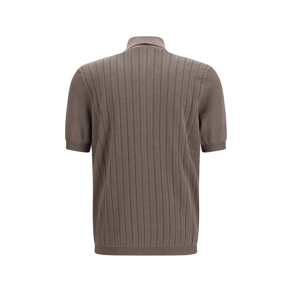 Camisa de manga corta de algodón marrón Brunello Cucinelli