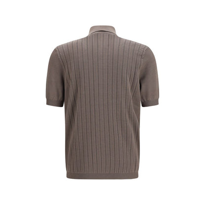 Camisa de manga corta de algodón marrón Brunello Cucinelli