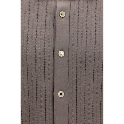 Camisa de manga corta de algodón marrón Brunello Cucinelli