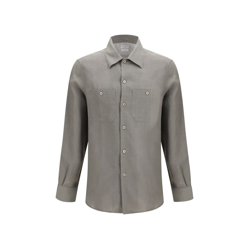 Camisa de vestir bicolor de lino Brunello Cucinelli
