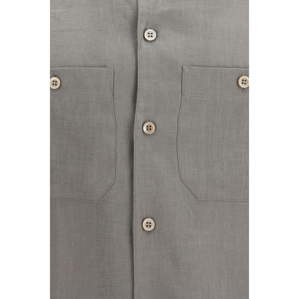 Camisa de vestir bicolor de lino Brunello Cucinelli