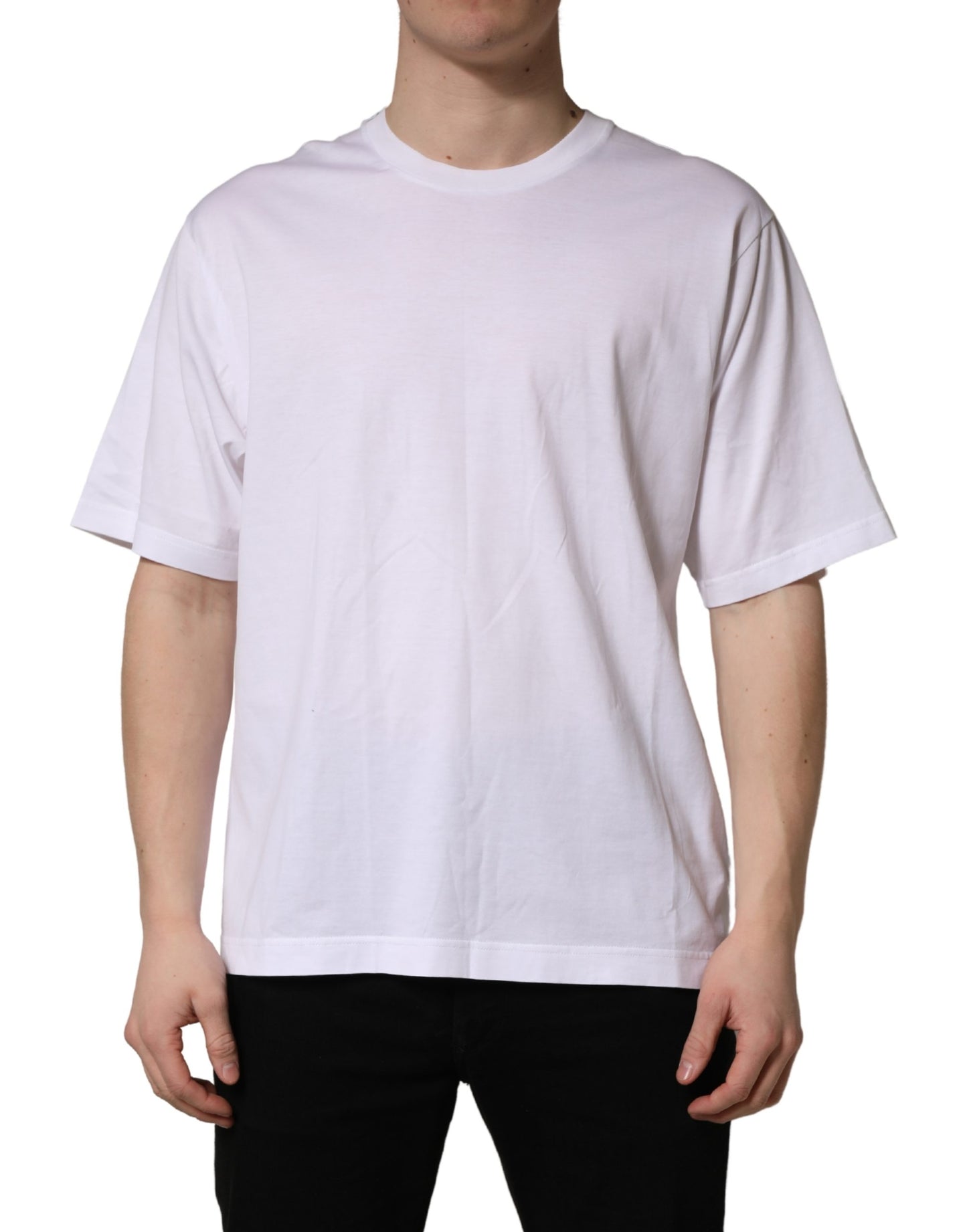 Camiseta de cuello redondo de algodón oversize blanca de Dolce & Gabbana para hombre