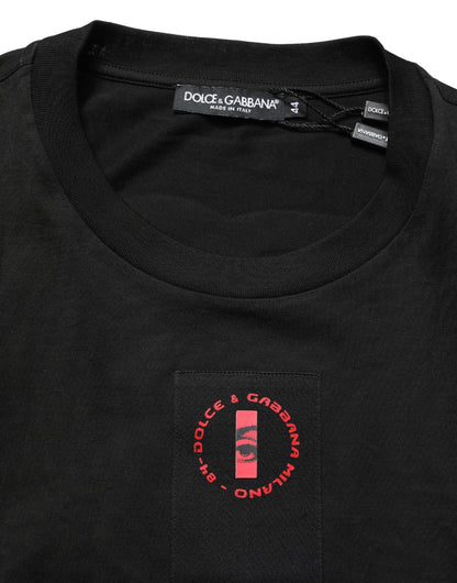 T-shirt ras du cou Dolce & Gabbana en jersey de coton noir avec patch logo
