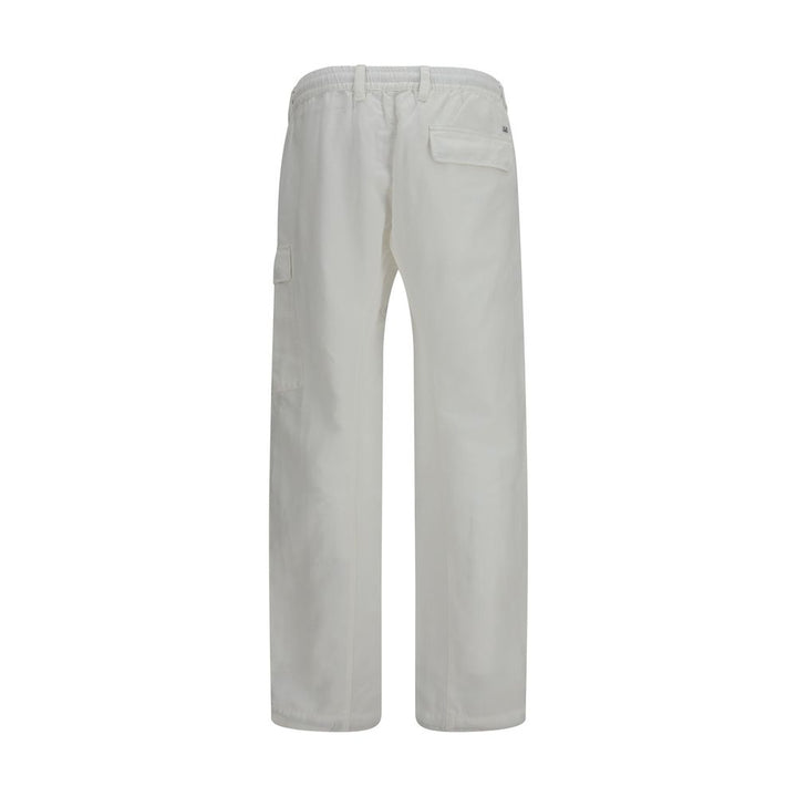 C.P. Company White Cotton Cargo Pants