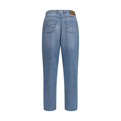 Brunello Cucinelli Blue Cotton Straight-Leg Jeans