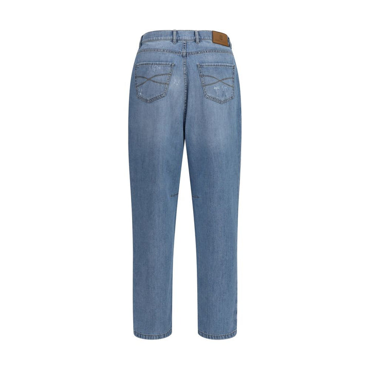 Brunello Cucinelli Blue Cotton Straight-Leg Jeans