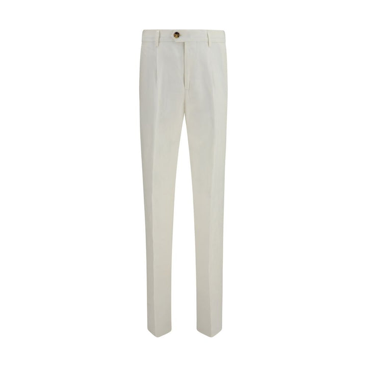 Pantalon décontracté en lin blanc Brunello Cucinelli