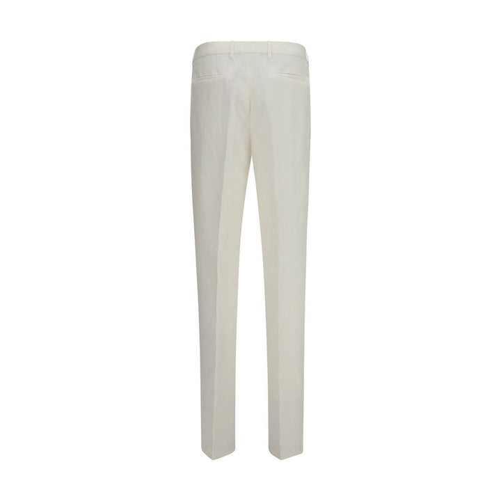 Pantalon décontracté en lin blanc Brunello Cucinelli