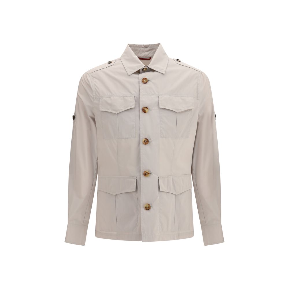Abrigo beige de algodón Brunello Cucinelli