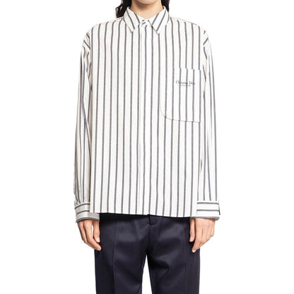 Chemise à motif en coton blanc Dior