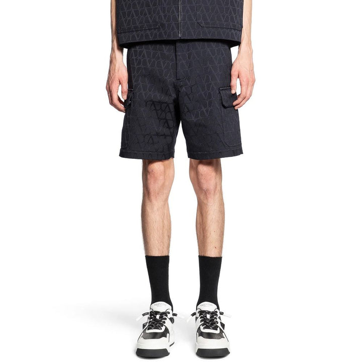 Valentino Blue Cotton Cargo Shorts