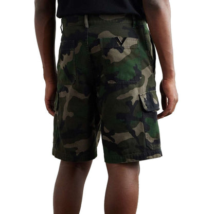 Valentino Bicolor Cotton Cargo Shorts