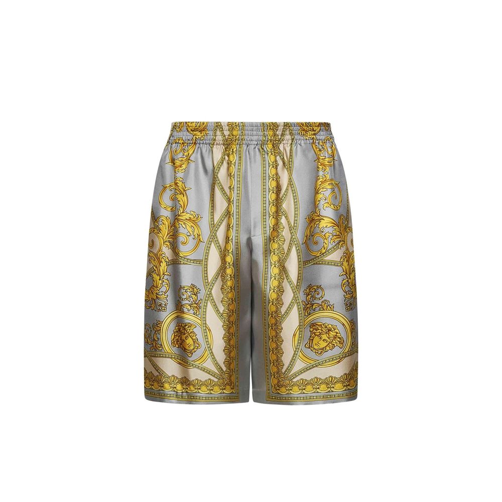 Versace Gray Silk Bermuda Shorts