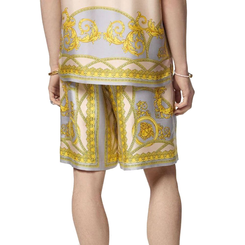 Versace Gray Silk Bermuda Shorts