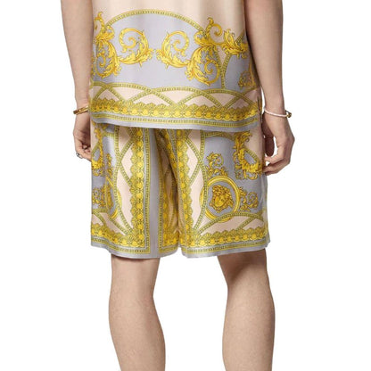 Versace Gray Silk Bermuda Shorts