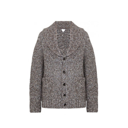 Bottega Veneta Gray Alpaca Leather Cardigan