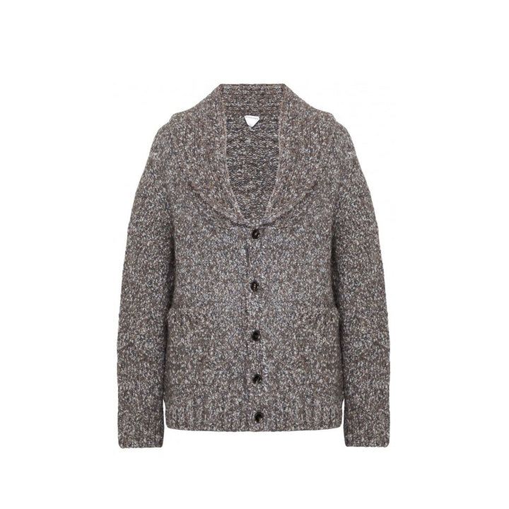 Bottega Veneta Gray Alpaca Leather Cardigan