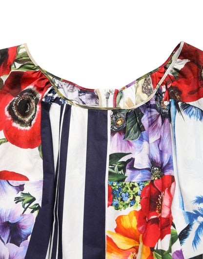 Dolce & Gabbana Multicolor Patchwork Cotton Poplin Mini Dress
