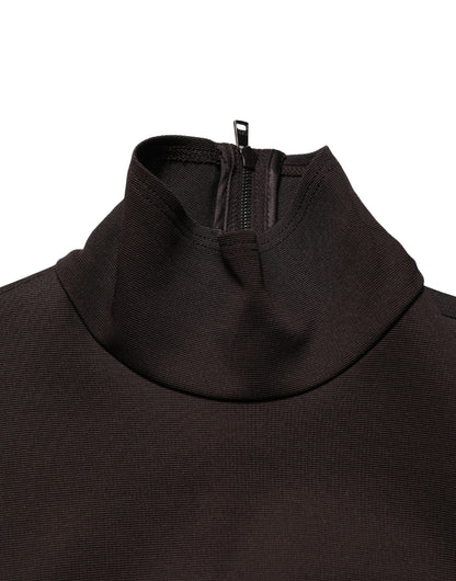 Robe longue maxi en jersey à col roulé marron Dolce & Gabbana