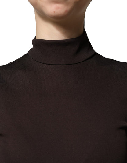 Robe longue maxi en jersey à col roulé marron Dolce & Gabbana
