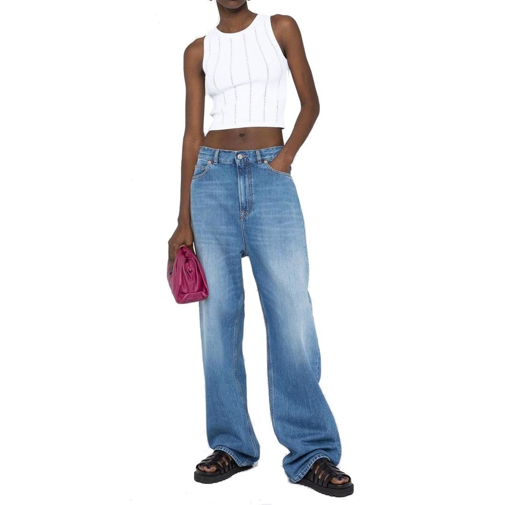 Pantalones Vaqueros Valentino Azules de Algodón de Corte Holgado