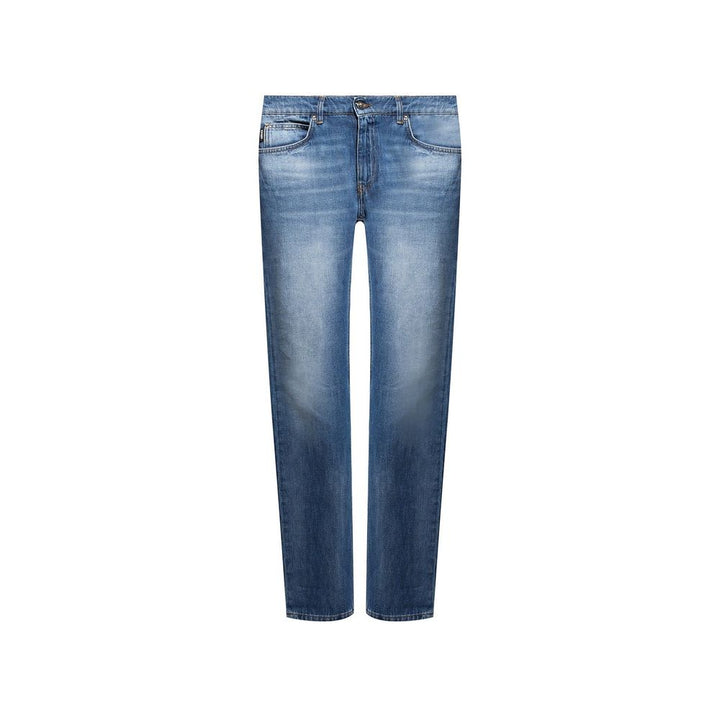 Versace Blue Cotton Straight-Leg Jeans