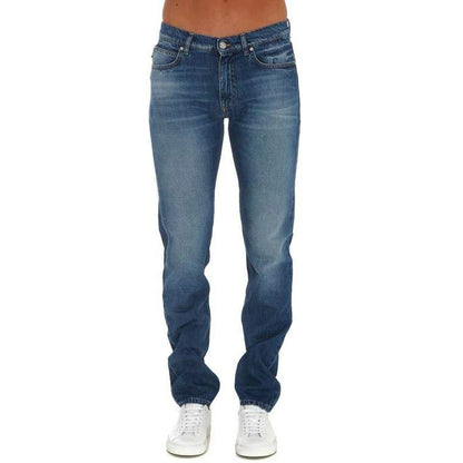 Versace Blue Cotton Straight-Leg Jeans
