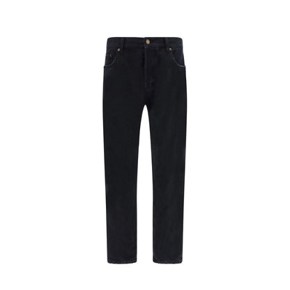 Saint Laurent Black Cotton Straight-Leg Jeans