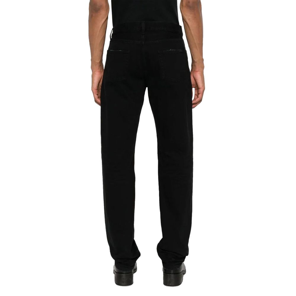 Saint Laurent Black Cotton Straight-Leg Jeans