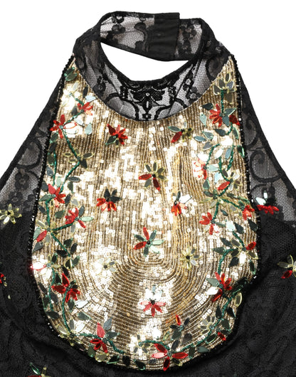 Dolce & Gabbana Black Sequin Embellished Sheath Mini Dress