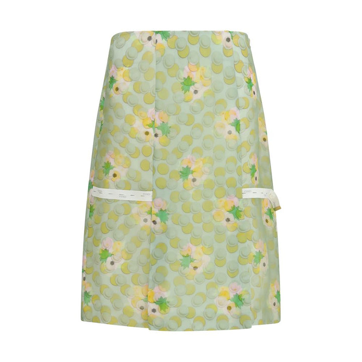 Falda midi Fendi de seda multicolor