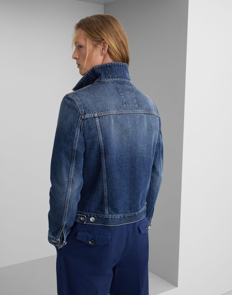 Chaqueta de mezclilla de algodón gris Brunello Cucinelli