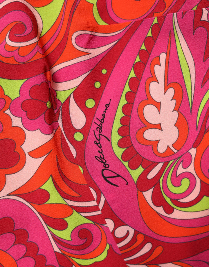 Vestido midi tipo tubo de Dolce & Gabbana con estampado floral de cachemira rojo